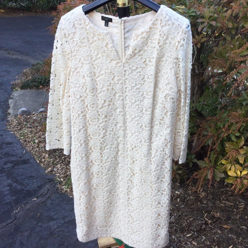 Talbots Cream Floral Lace Midi Dress